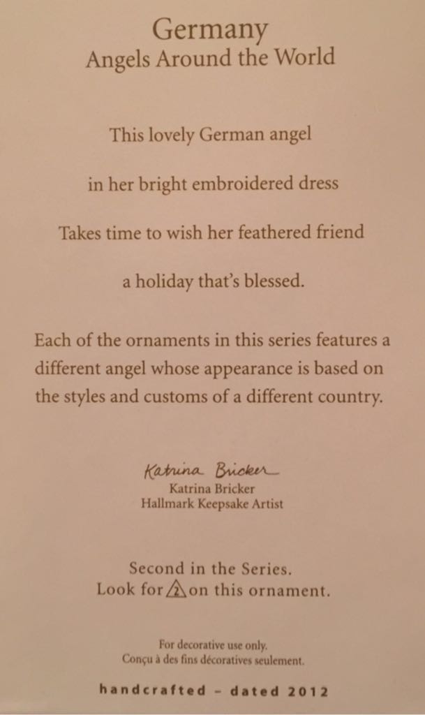 Germany - Angels Around The World (Angels) ornament collectible [Barcode 795902239558] - Main Image 2