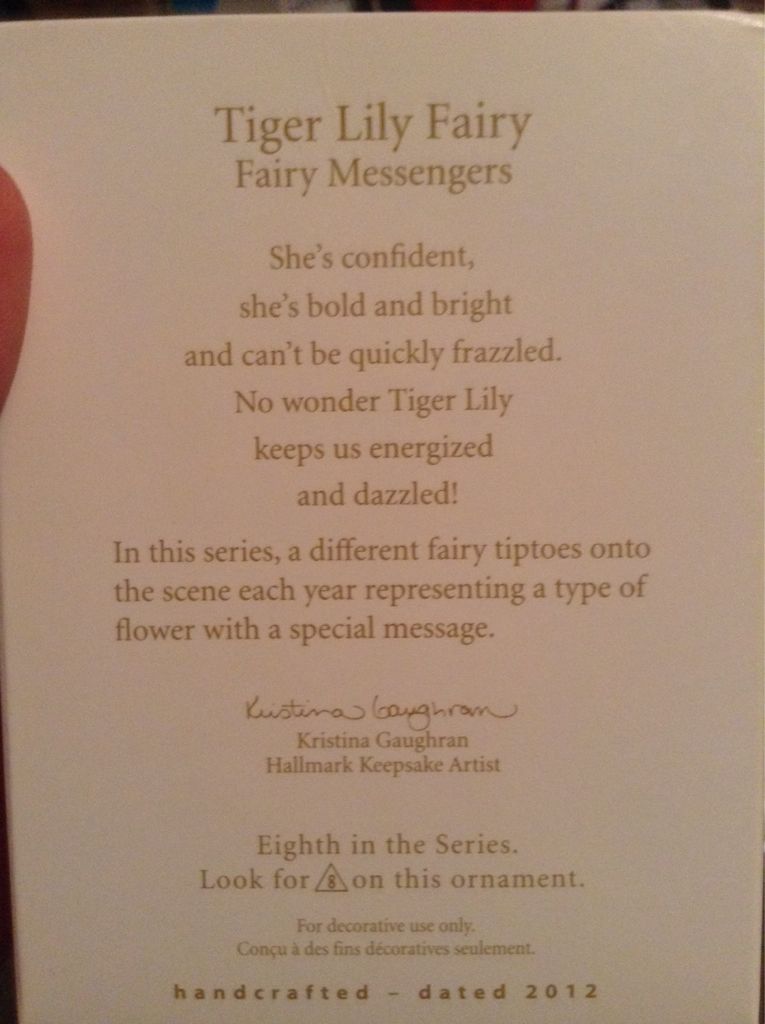 Tiger Lily Fairy #8 - Fairy Messengers (Fairy) ornament collectible [Barcode 795902240356] - Main Image 2