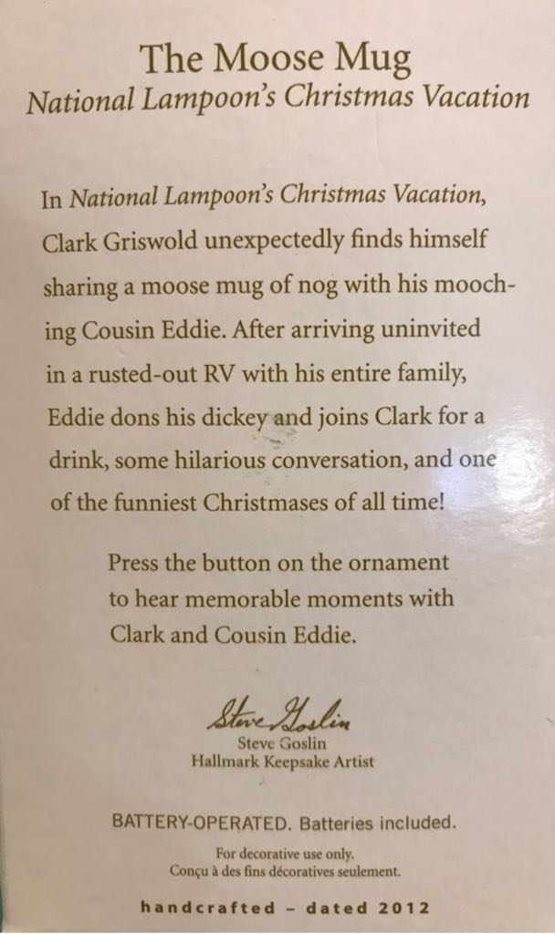 2012 The Moose Mug - National Lampoon’s Christmas Vacation (Movies & TV) ornament collectible [Barcode 795902247126] - Main Image 2