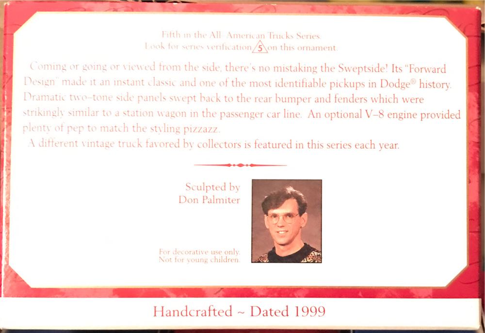 #5 1957 Dodge Sweptside D100 - All-American Trucks (Trucks) ornament collectible [Barcode 015012478716] - Main Image 2
