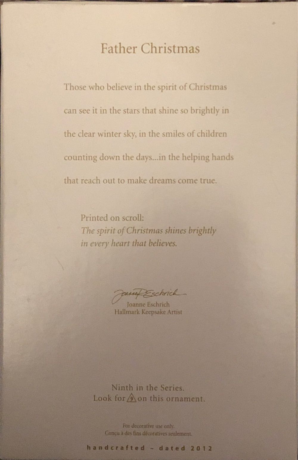 Father Christmas #9 (2012) - Father Christmas (Father Christmas) ornament collectible [Barcode 795902252007] - Main Image 2