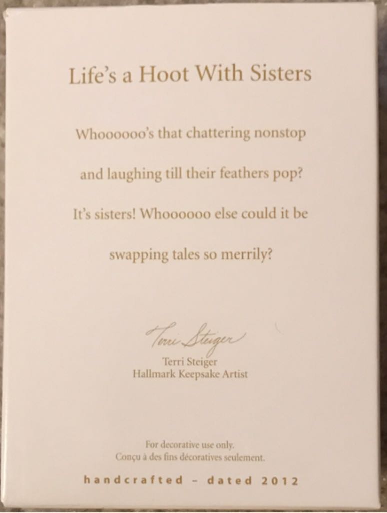 Life’s A Hoot With Sisters - Family (Miscellaneous) ornament collectible [Barcode 795902253370] - Main Image 2