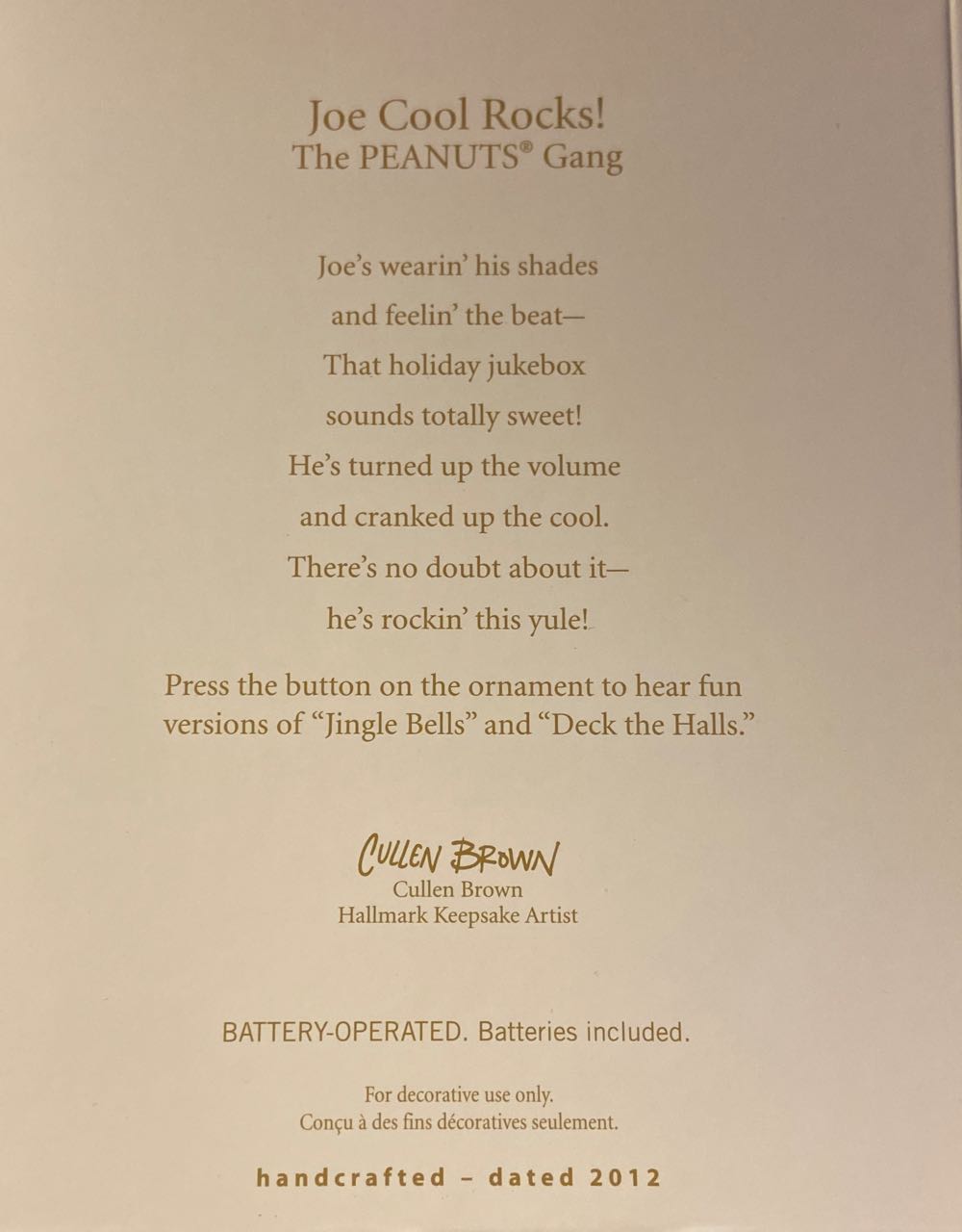 Peanuts Joe Cool Rocks! - Spotlight On Snoopy (Peanuts) ornament collectible [Barcode 795902254735] - Main Image 3