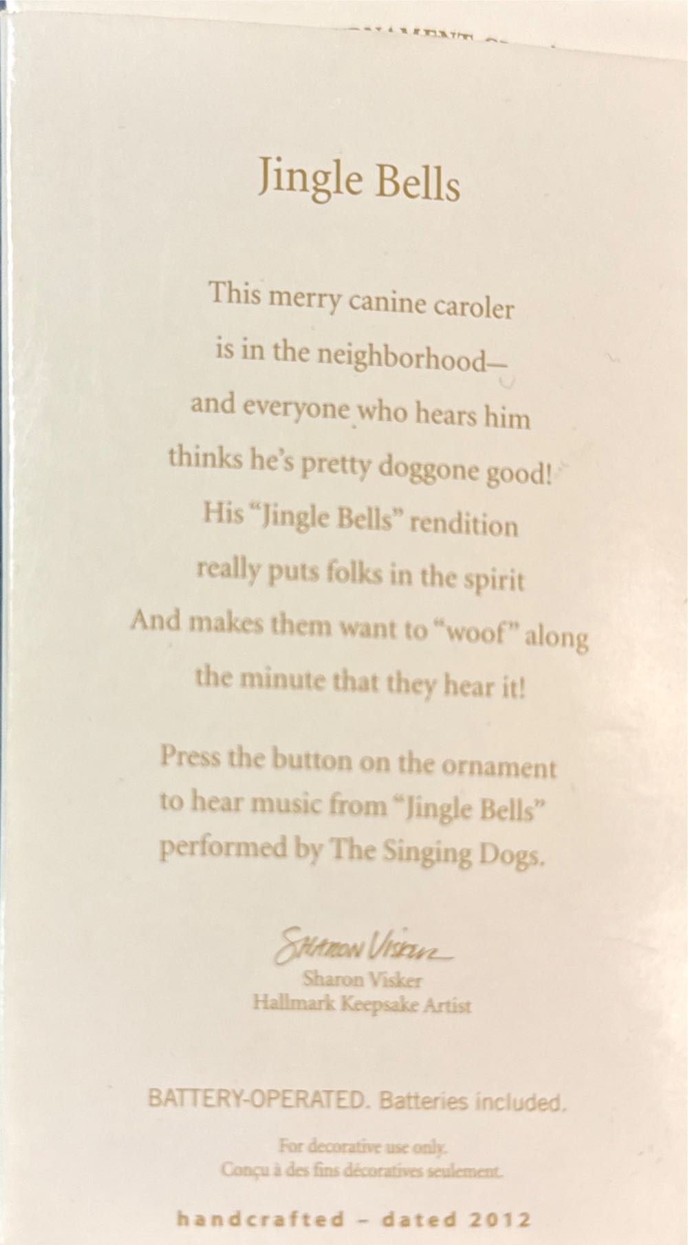 Jingle Bells - Dogs (Animals) ornament collectible [Barcode 795902254780] - Main Image 2