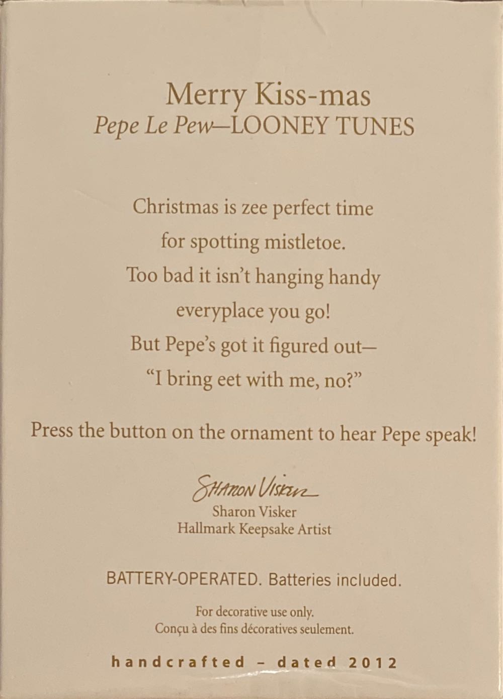 Looney Tunes - “MERRY KISS-MAS” - Pepe Le Pew - Looney Tunes (Couples) ornament collectible [Barcode 795902255275] - Main Image 3