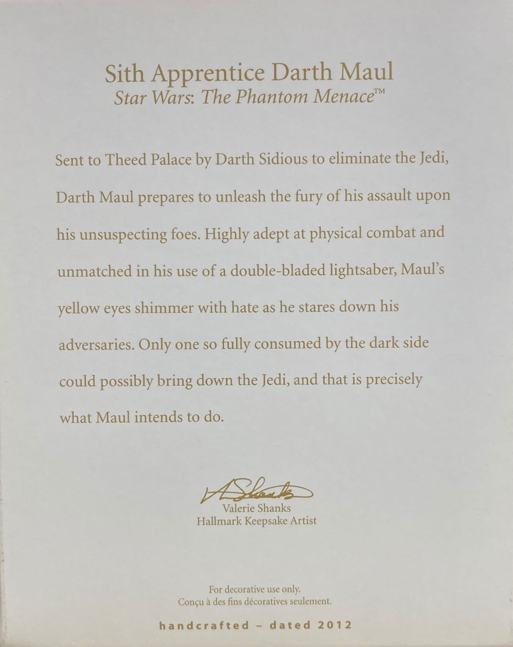 Star Wars:  Sith Apprentice Darth Maul - Star Wars:  The Phantom Menace (Star Wars) ornament collectible [Barcode 795902255305] - Main Image 2