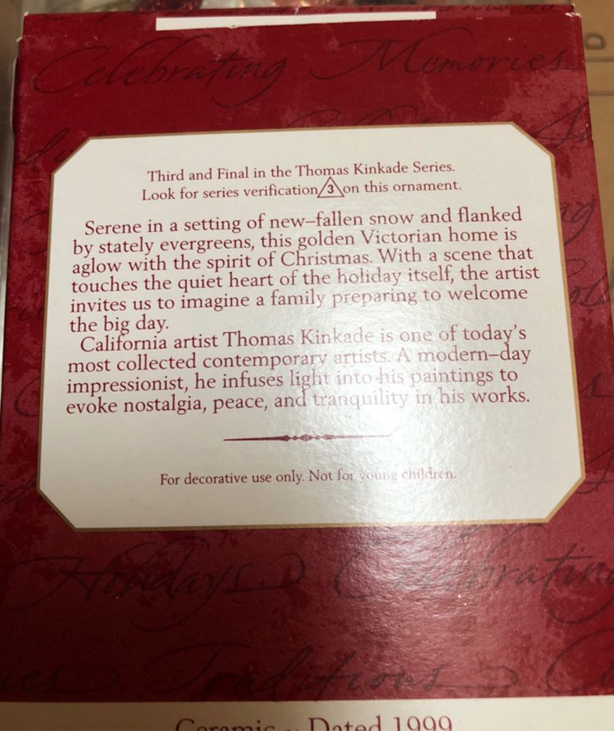 Victorian Christmas III - Thomas Kinkade, Painter Of Light ornament collectible [Barcode 015012478761] - Main Image 2
