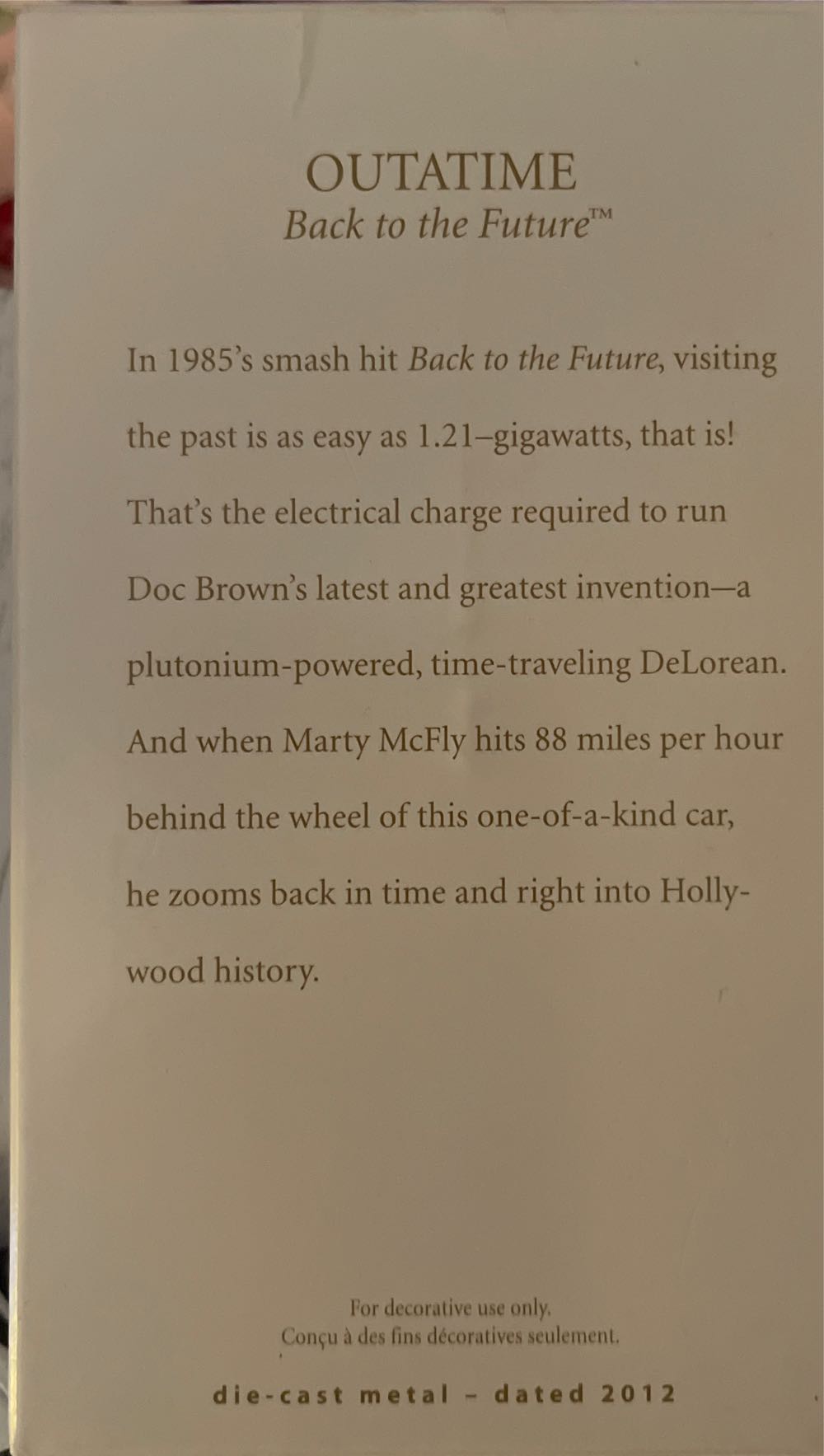 Outatime - Back To The Future - Back to the Future (Movies) ornament collectible [Barcode 795902257057] - Main Image 2