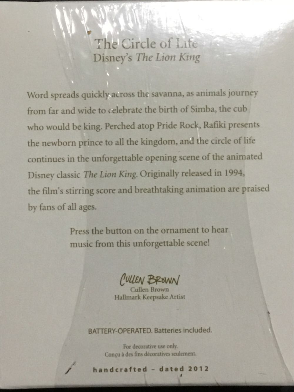 The Circle of Life - Disney The Lion King (Walt Disney Animated Studios) ornament collectible [Barcode 795902258856] - Main Image 3