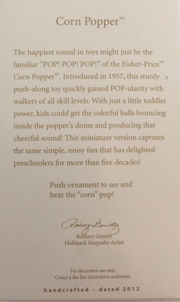 Corn Popper - Fisher Price (Toys and Games) ornament collectible [Barcode 795902258955] - Main Image 2