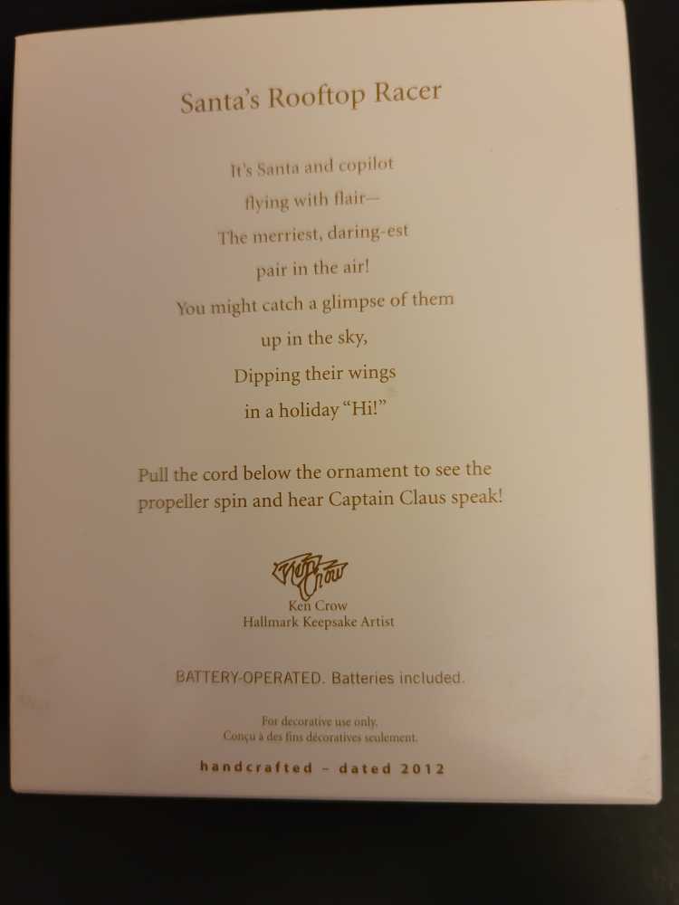 Santa’s Rooftop Racer - Airplane (Airplane) ornament collectible [Barcode 795902259167] - Main Image 2