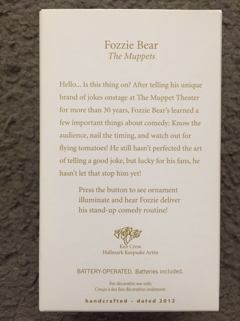 The Muppets: “FOZZIE BEAR” - The Muppets (MAGIC: Light & Sound) ornament collectible [Barcode 795902259198] - Main Image 3