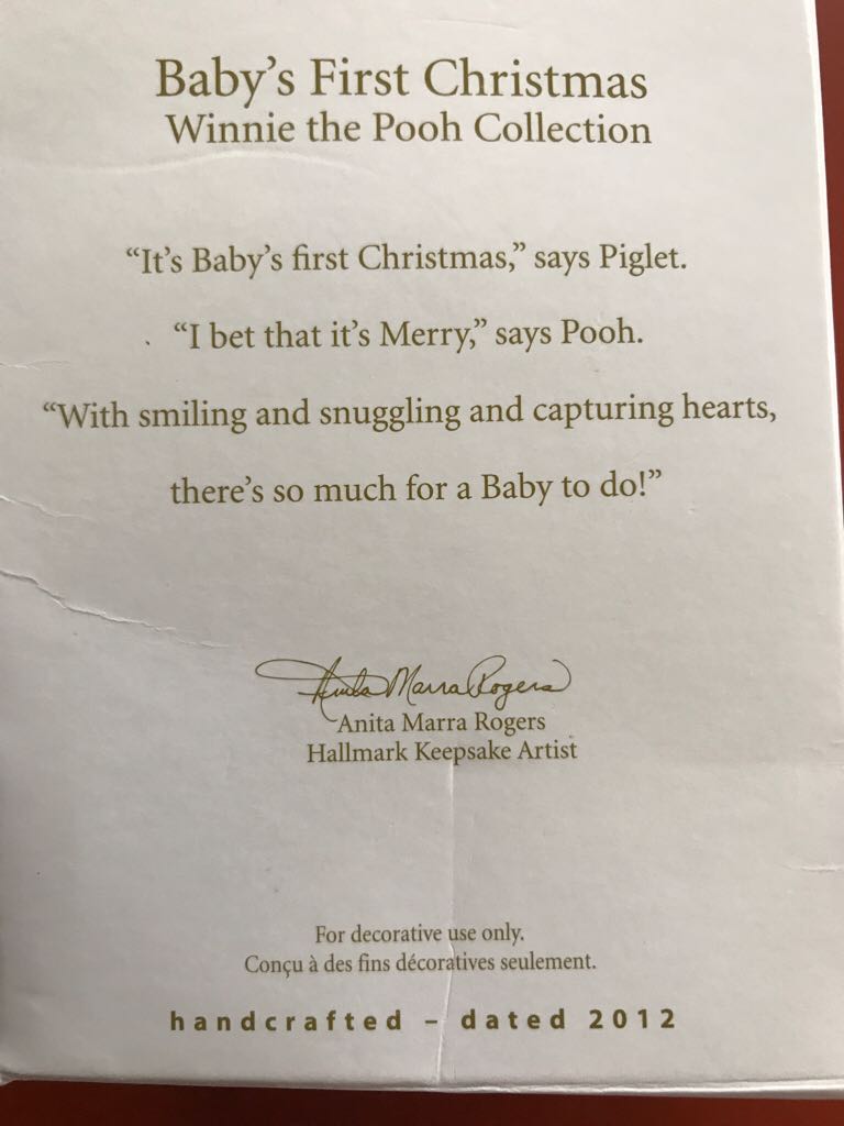 Baby’s First Christmas - Winnie the Pooh (Disney) ornament collectible [Barcode 795902259822] - Main Image 2