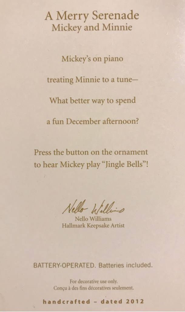 Merry Serenade- A - Mickey & Minnie (Disney Mickey And Minnie) ornament collectible [Barcode 795902260125] - Main Image 2