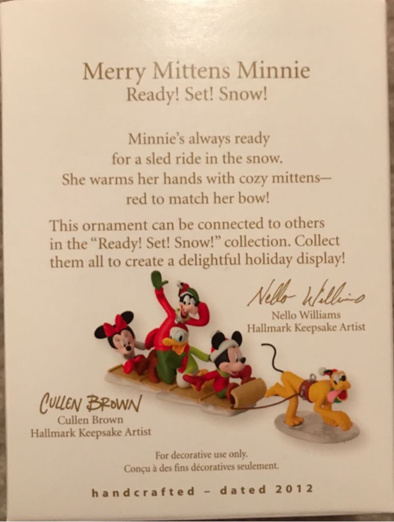 Ready Set Snow Merry Mittens Minnie - Ready! Set! Snow! (Disney) ornament collectible [Barcode 795902262600] - Main Image 2