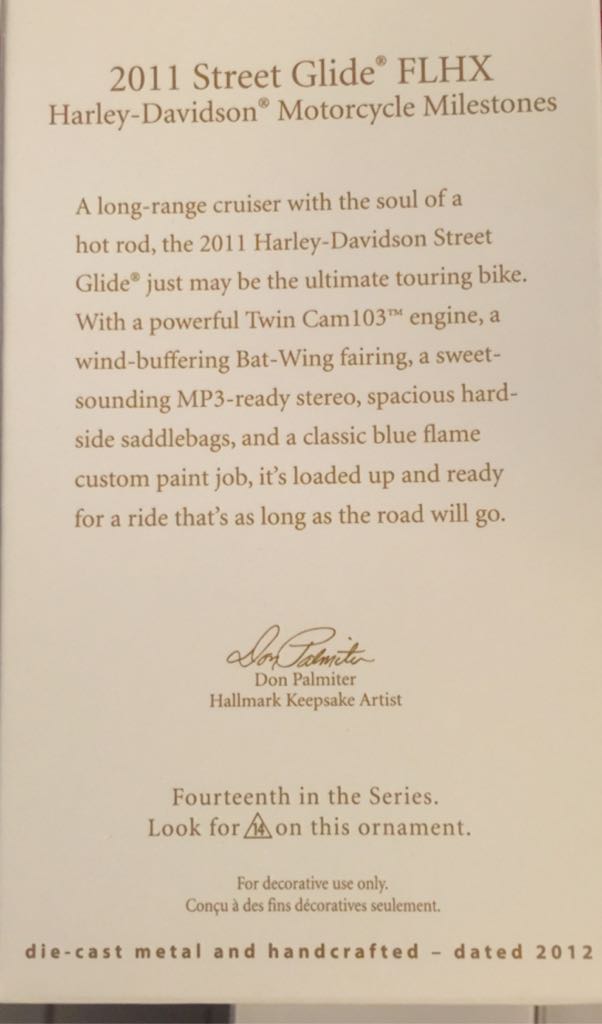 14 - 2011 Street Glide FLHX - Harley Davidson Motorcycle Milestones (Harley Davidson Motorcycles) ornament collectible [Barcode 795902263393] - Main Image 2