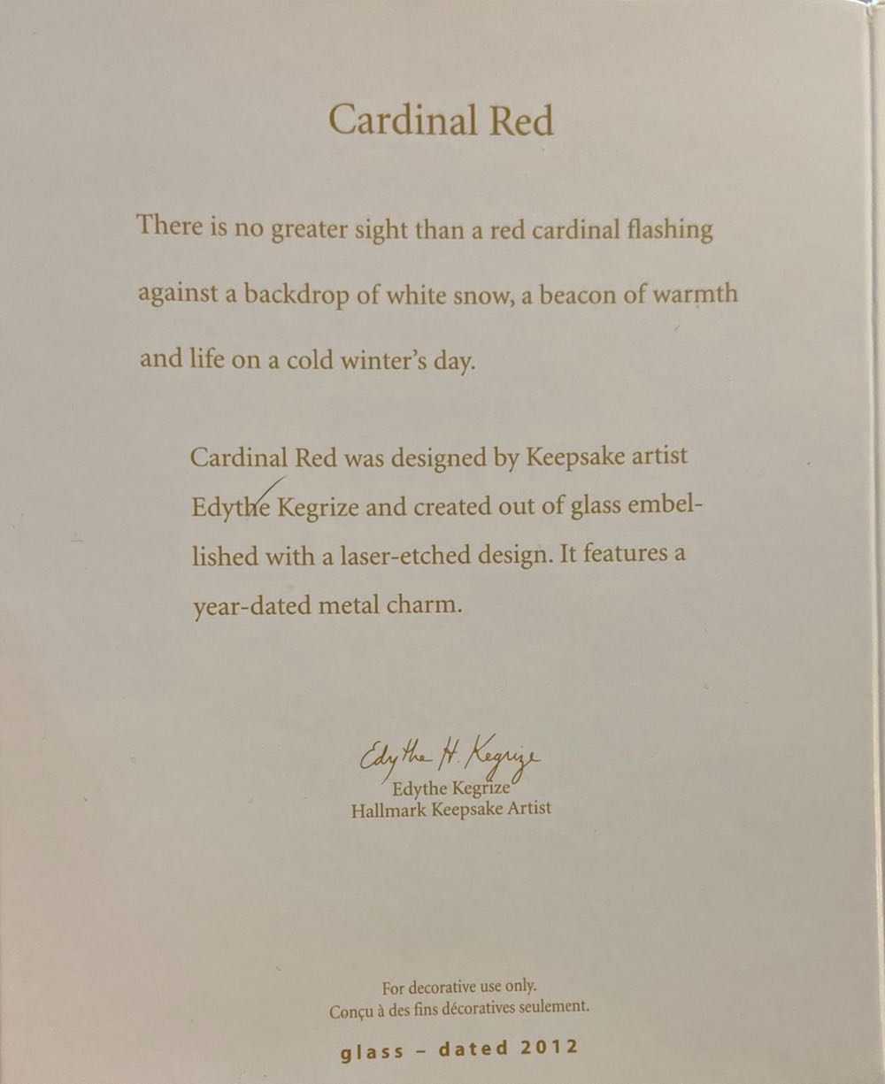 Cardinal Red QXG3531  (Birds) ornament collectible [Barcode 795902264086] - Main Image 2