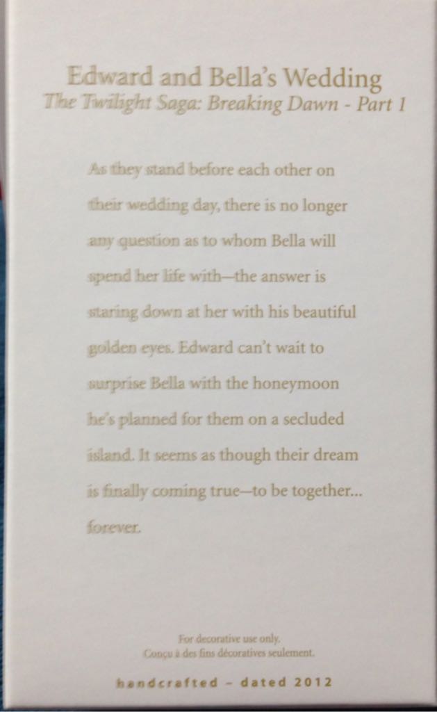 Edward And Bella’s Wedding - Twilight (Twilight Saga) ornament collectible [Barcode 795902267285] - Main Image 2