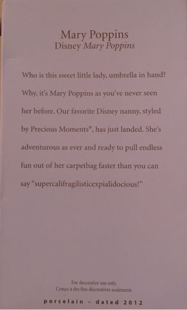Mary Poppins - Disney’s Mary Poppins (Precious Moments) ornament collectible [Barcode 795902273507] - Main Image 2