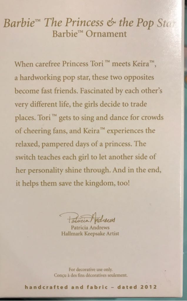 Barbie The Princess & The Pop Star - Barbie (Barbie) ornament collectible [Barcode 795902274801] - Main Image 2