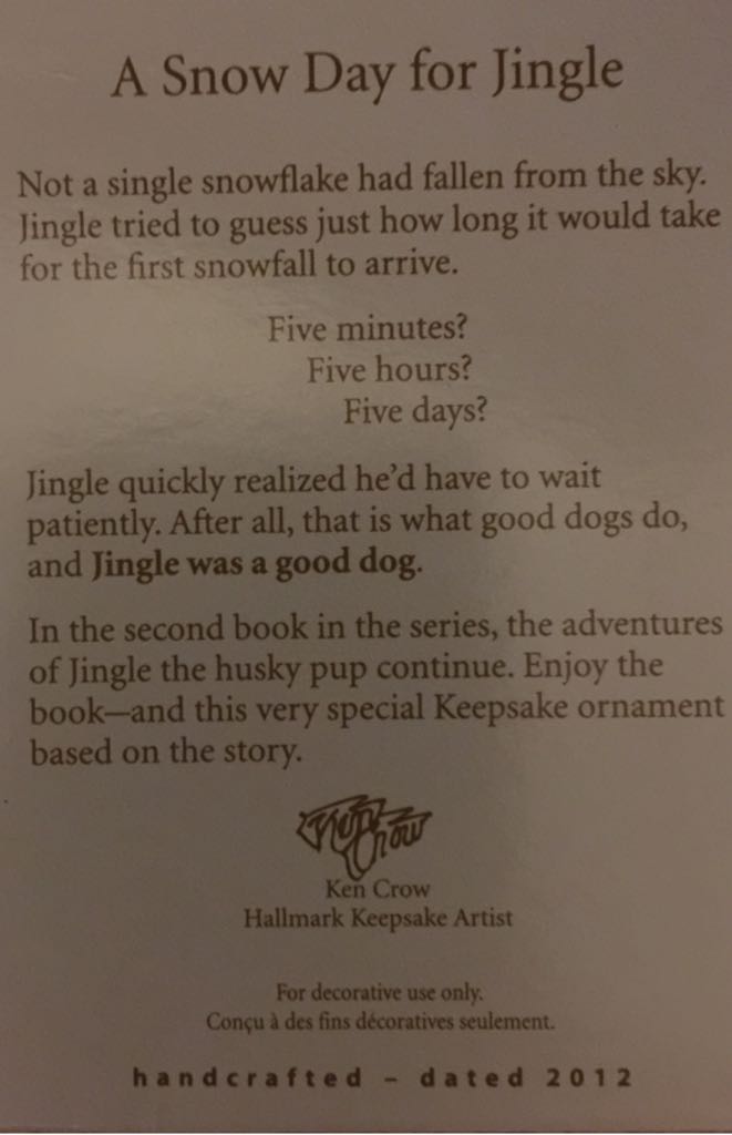 A Snow Day For Jingle - Book Character (Jingle And Belle) ornament collectible [Barcode 795902277147] - Main Image 2