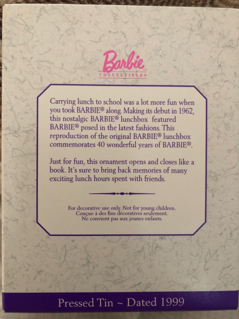 Barbie Anniversary Edition - Barbie (Lunchbox) ornament collectible [Barcode 015012479201] - Main Image 2