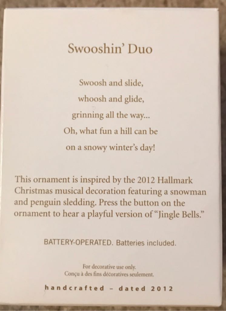 2012 Swooshin’ Duo - Musical Snowmen (Musical Snowmen) ornament collectible [Barcode 795902294571] - Main Image 2