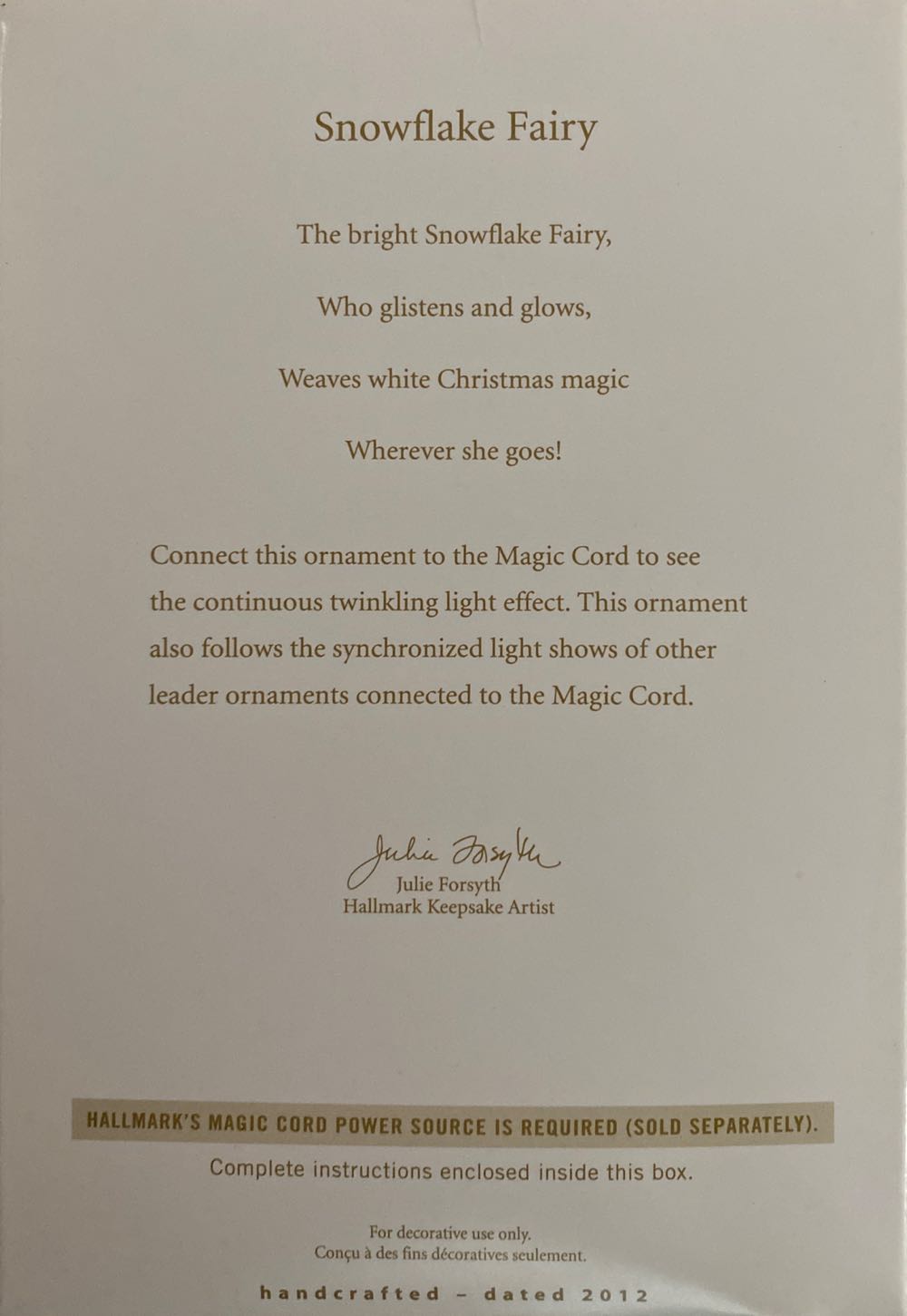 Snowflake Fairy - Wonder And Light (Fairy) ornament collectible [Barcode 795902300487] - Main Image 2