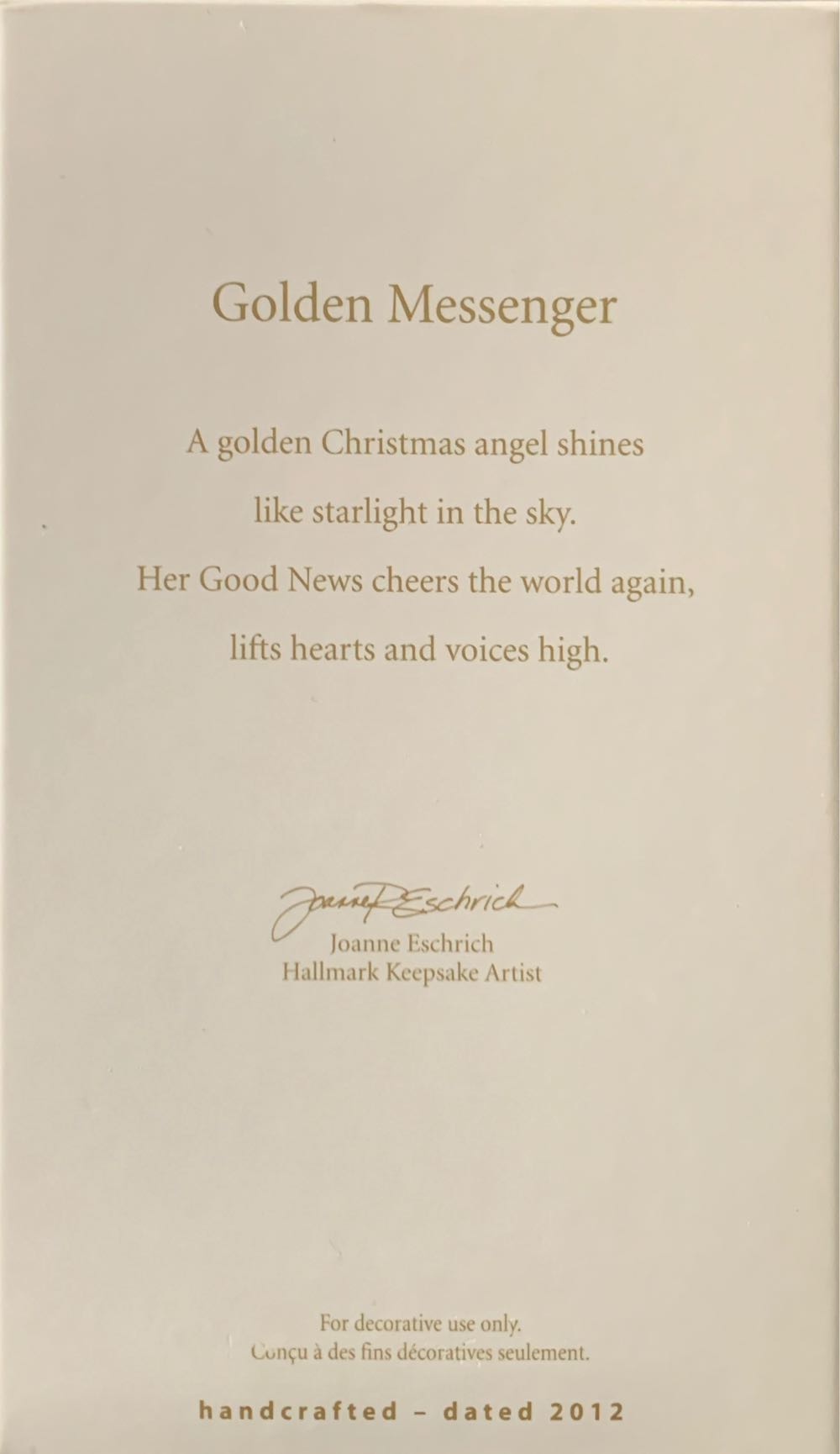 Golden Messenger   (Angels) ornament collectible [Barcode 795902300821] - Main Image 3