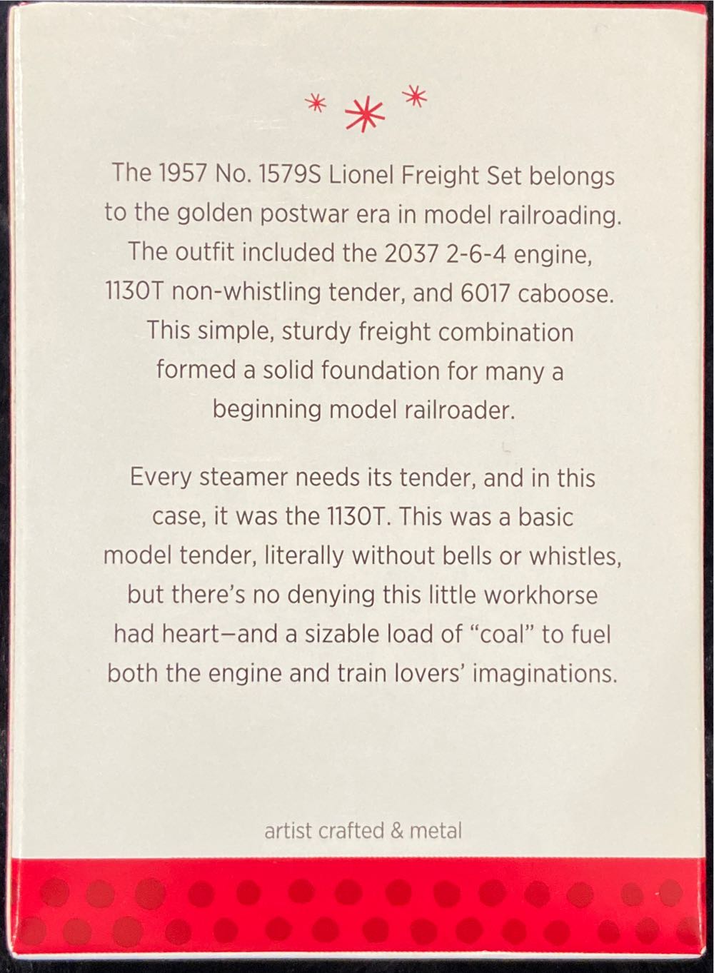 Lionel 1130T Tender - Lionel Train Series (Trains) ornament collectible [Barcode 795902312893] - Main Image 2