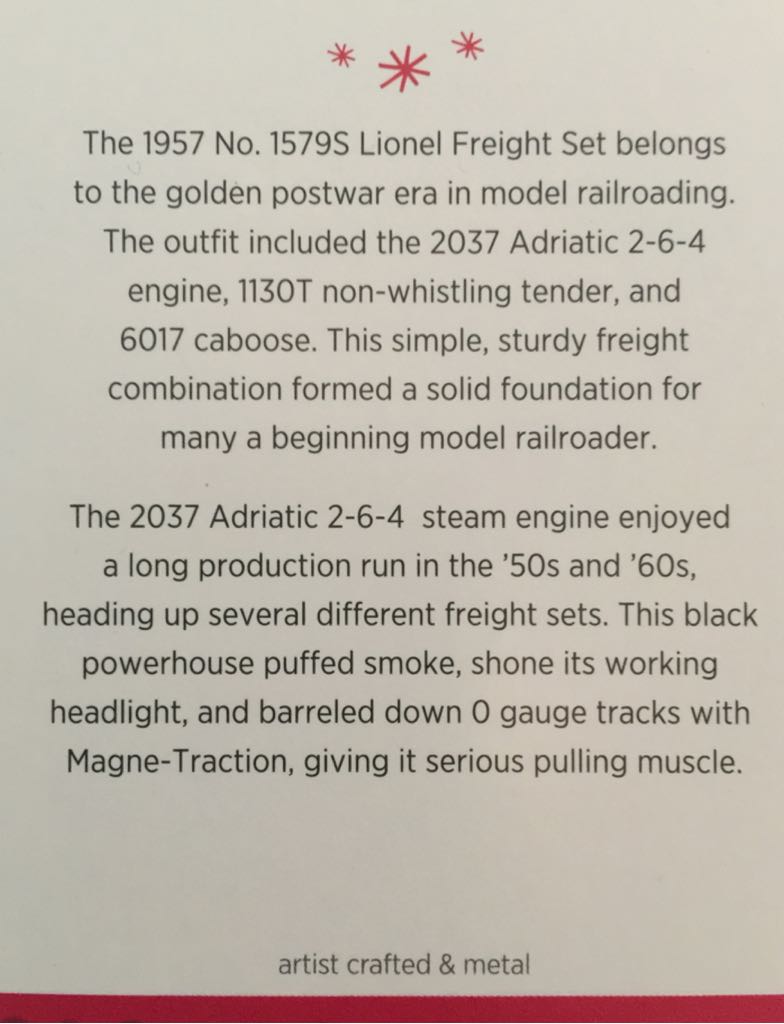 2037 Steam Locomotive - Lionel Train Series (Trains) ornament collectible [Barcode 795902312916] - Main Image 2