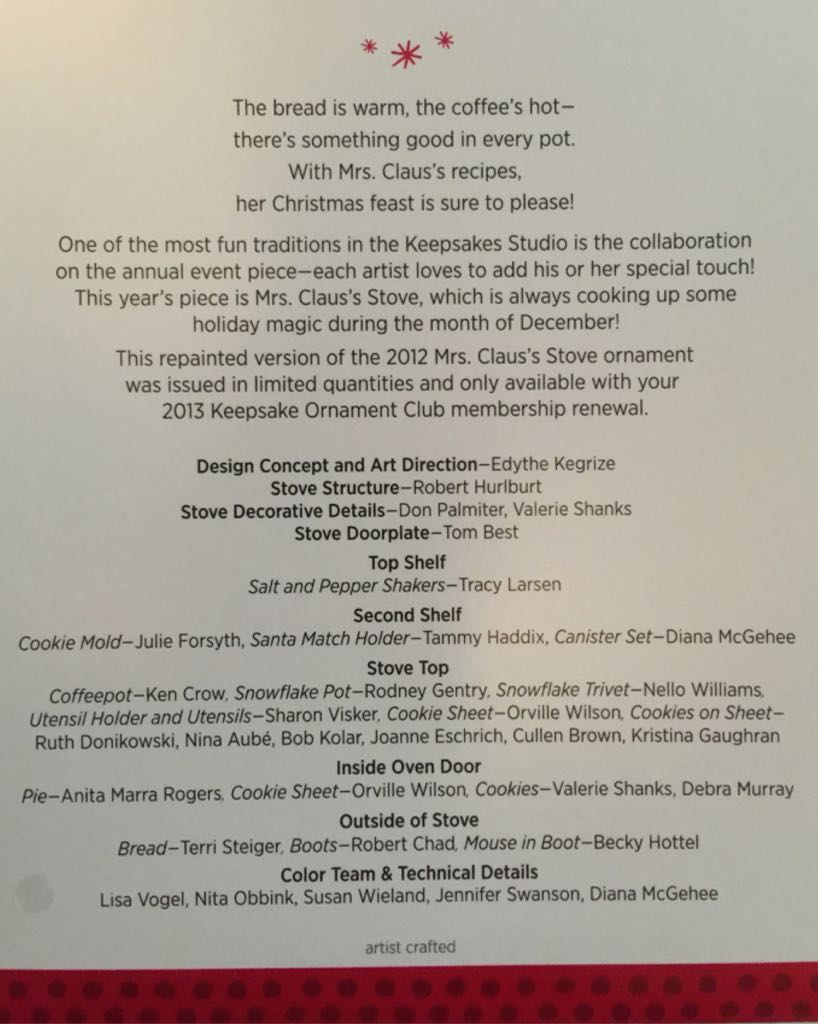 Mrs. Claus’s Stove - Member Exclusive (food) ornament collectible [Barcode 795902313111] - Main Image 2