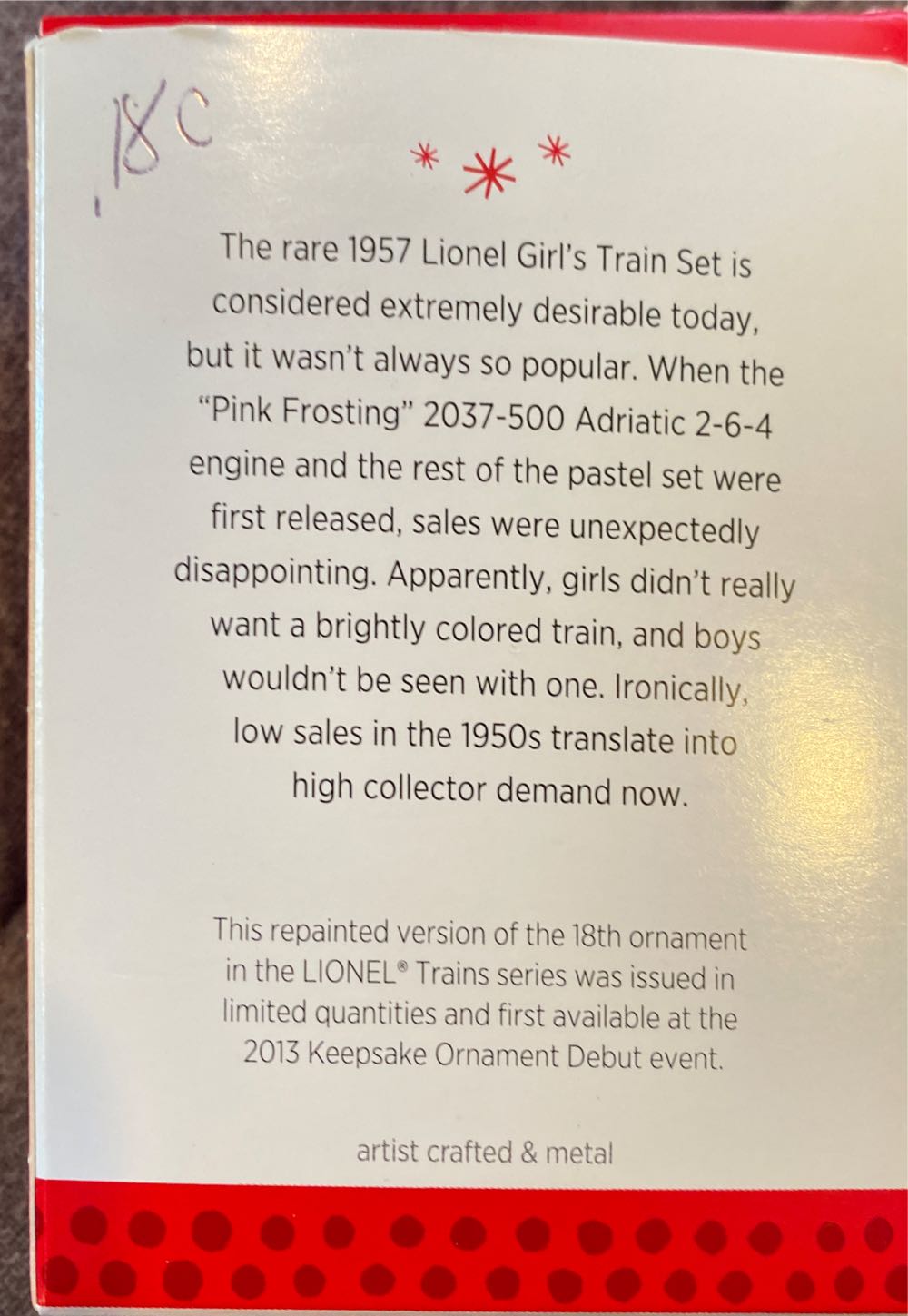 2037 Steam Locomotive - Lionel Train Series (Trains) ornament collectible [Barcode 795902313623] - Main Image 2