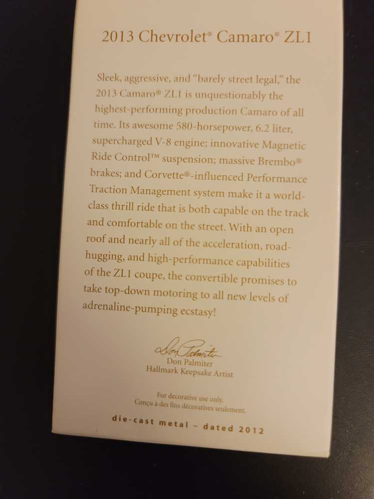 2013 Chevrolet Camaro ZL1 - Cars (Cars) ornament collectible [Barcode 795902314842] - Main Image 2