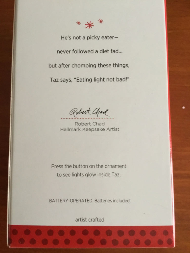 Looney Tunes A ”Light” Snack - Looney Tunes Collection (Taz - Looney Tunes) ornament collectible [Barcode 795902319427] - Main Image 2