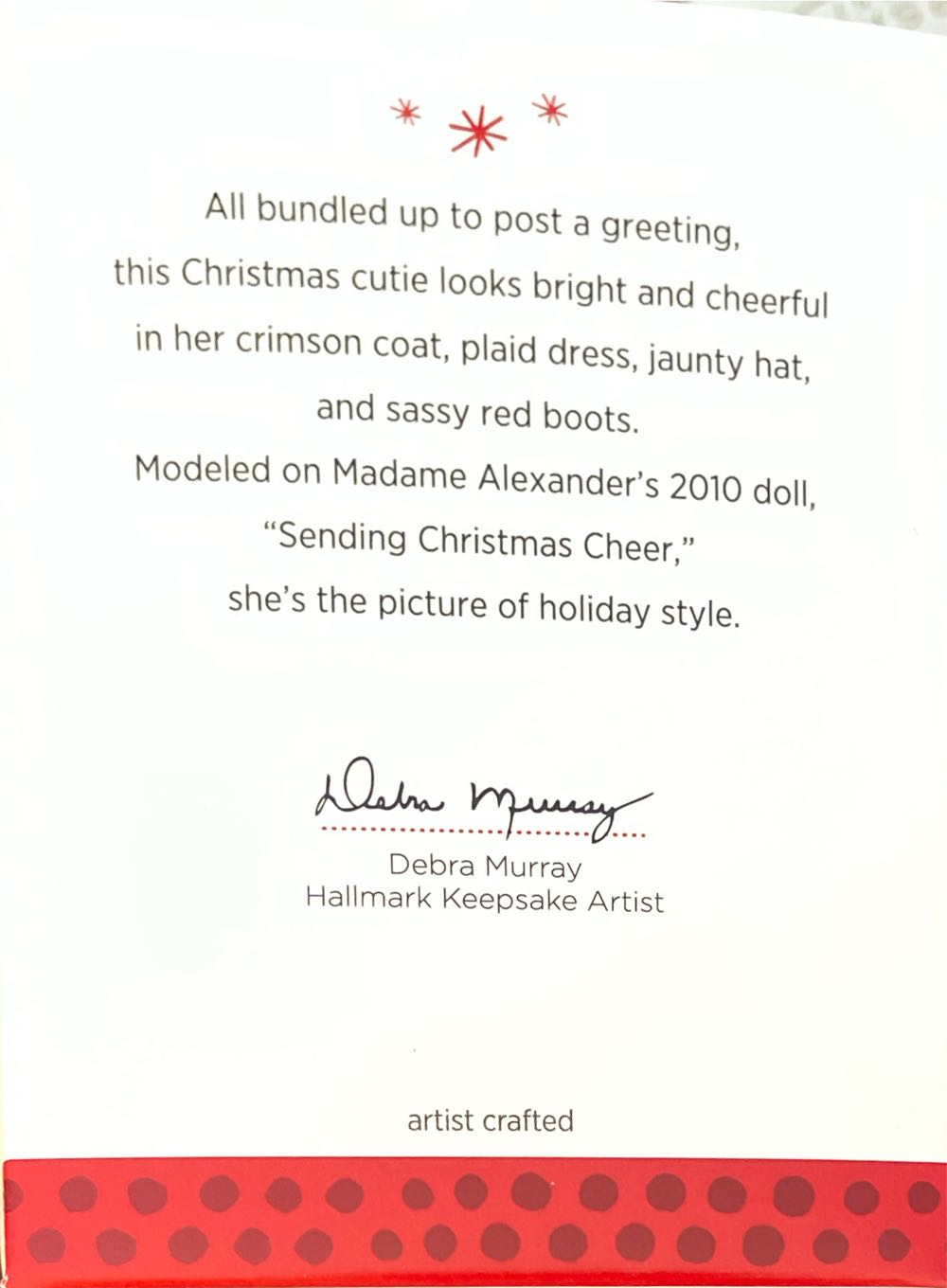 MA#18 Sending Christmas Cheer - Madame Alexander (Madame Alexander) ornament collectible [Barcode 795902324568] - Main Image 4