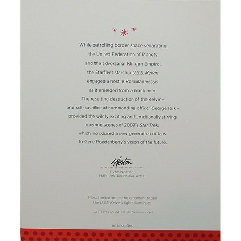 USS Kelvin - Star Trek (Star Trek) ornament collectible [Barcode 795902332020] - Main Image 2