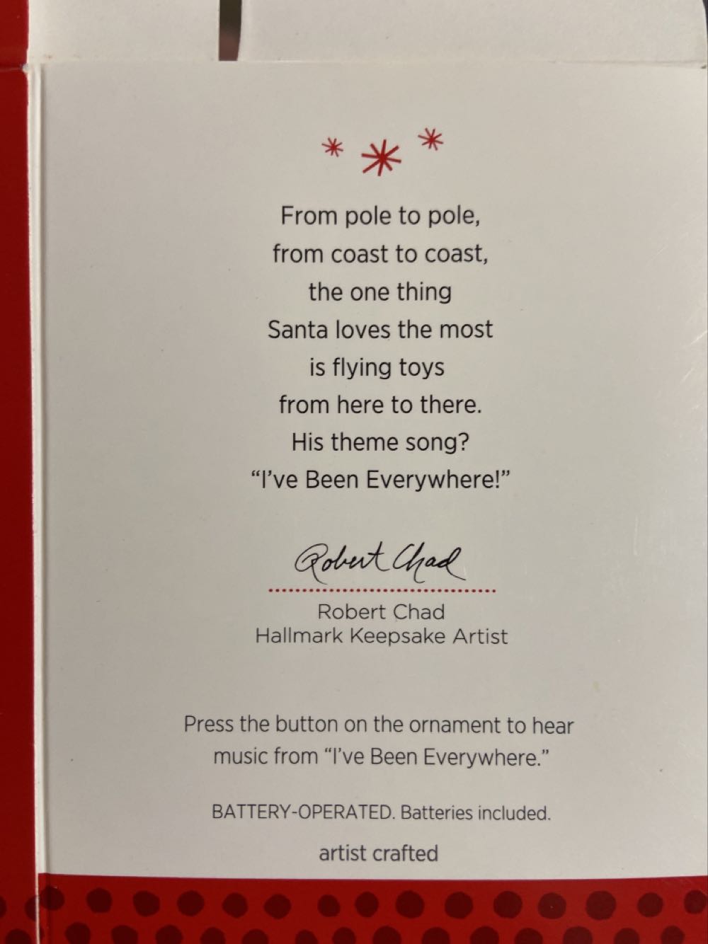 Santa I’ve Been Everywhere - Keepsake Ornament (Santa) ornament collectible [Barcode 795902332389] - Main Image 3