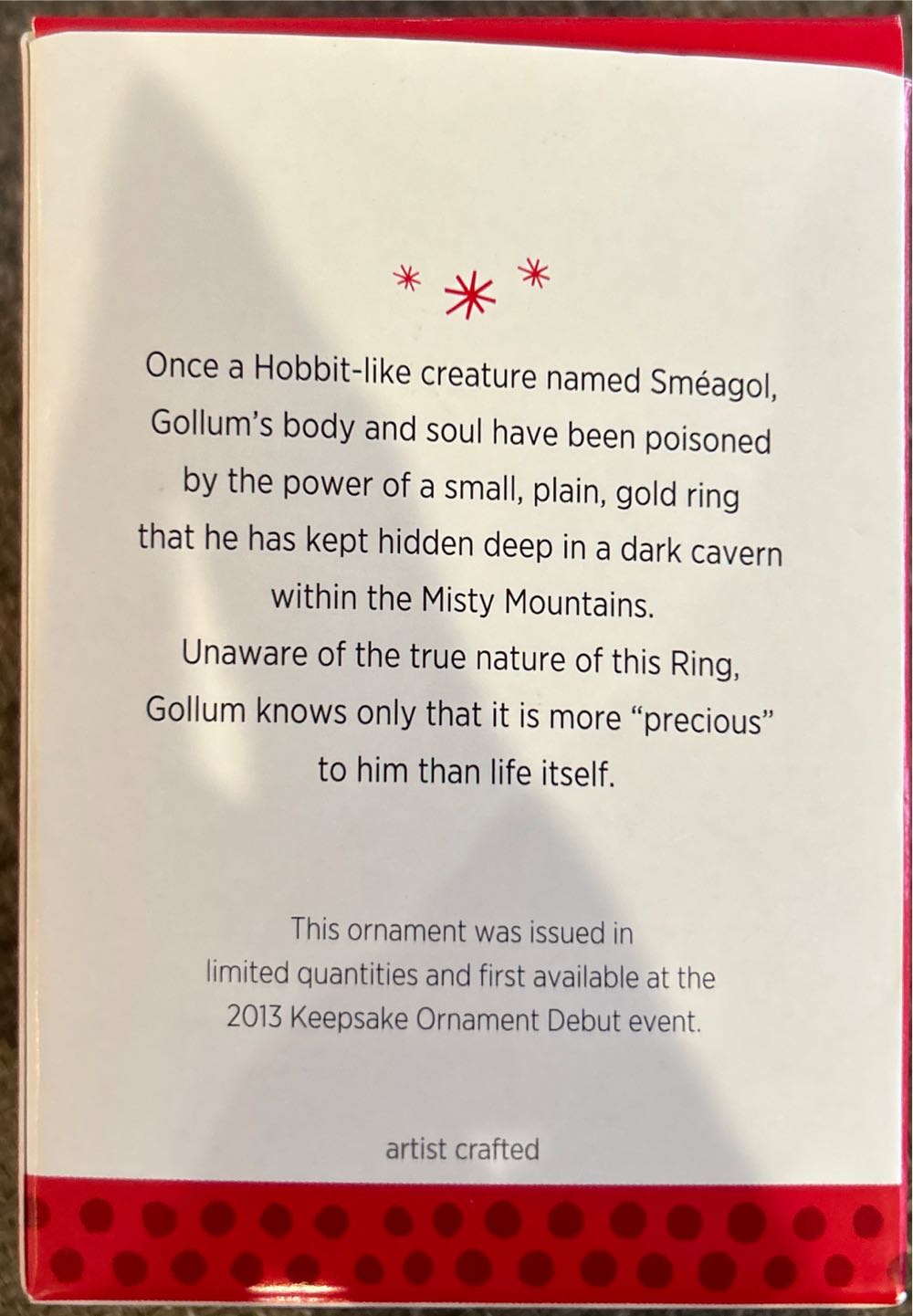 Gollum - Lord Of The Rings (The Hobbit) ornament collectible [Barcode 795902332952] - Main Image 3