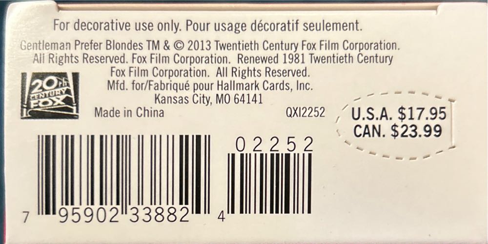 Gentlemen Prefer Blondes  (Marilyn Monroe) ornament collectible [Barcode 795902338824] - Main Image 3