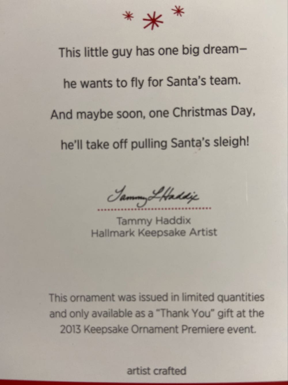 Little Reindeer - Member Exclusive (Reindeer) ornament collectible [Barcode 795902342333] - Main Image 3