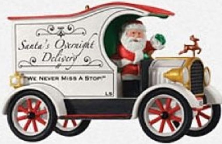 Hallmark Keepsake. Christmas. Here Comes Santa Series. 2013. Santa’s Overnight Delivery. Limited Edition. Designed By Linda Sickman. - Here Comes Santa (Limited Edition: Santa’s Overnight Delivery) ornament collectible [Barcode 795902342852] - Main Image 2