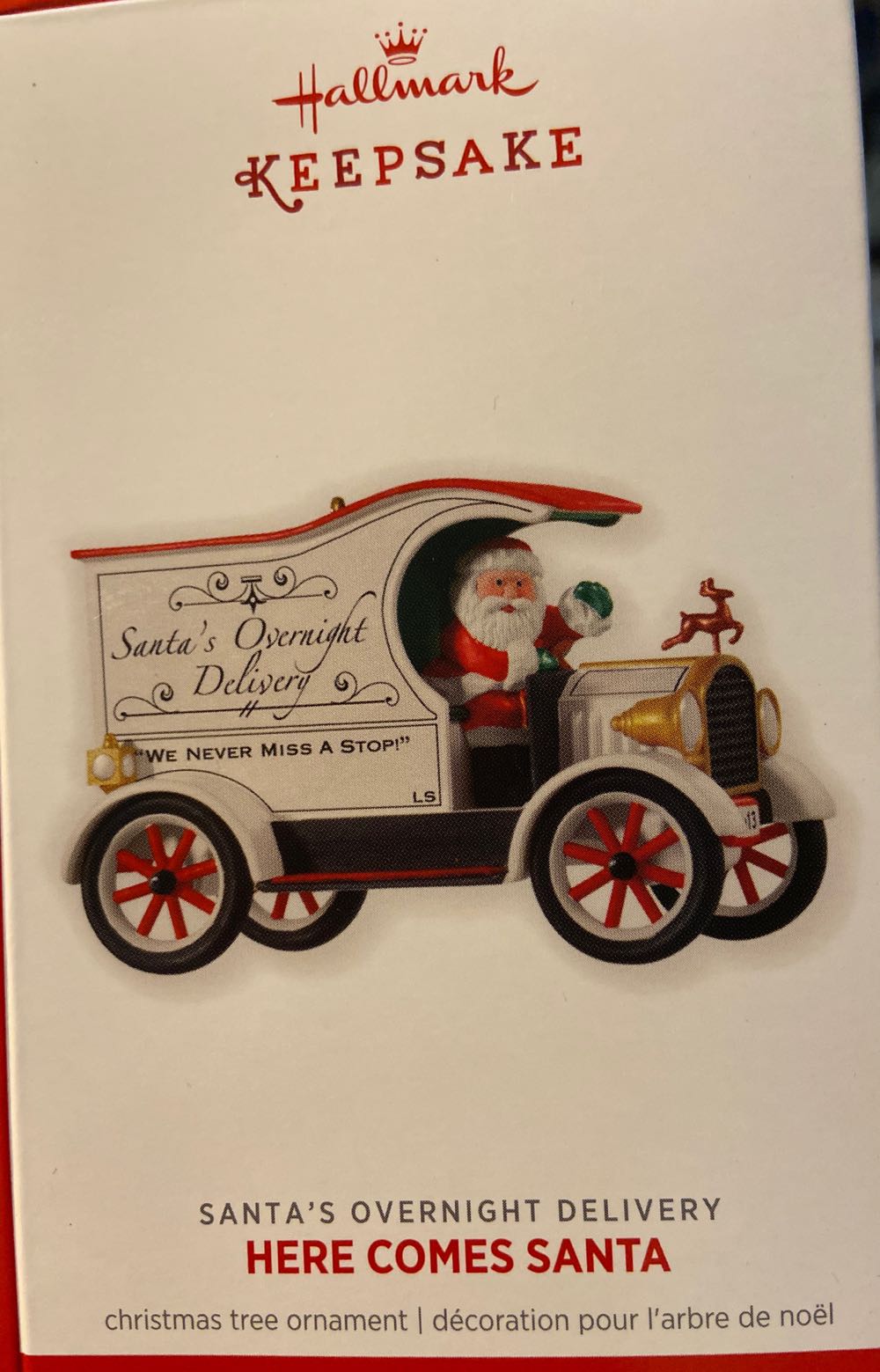 Hallmark Keepsake. Christmas. Here Comes Santa Series. 2013. Santa’s Overnight Delivery. Limited Edition. Designed By Linda Sickman. - Here Comes Santa (Limited Edition: Santa’s Overnight Delivery) ornament collectible [Barcode 795902342852] - Main Image 3