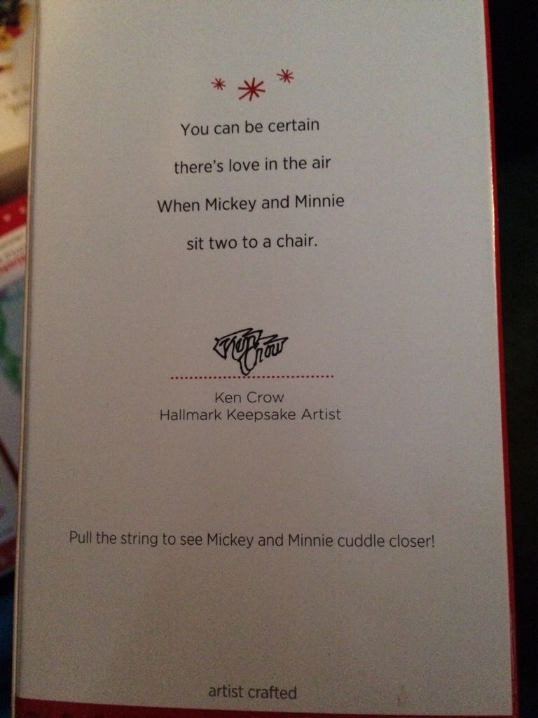 Two To A Chair - Mickey & Minnie (Disney) ornament collectible [Barcode 795902344047] - Main Image 2