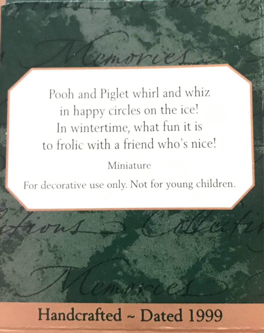 Miniature Disney WTP Skating With Pooh 🐶 - Keepsake Miniature (Winnie the Pooh) ornament collectible [Barcode 015012479973] - Main Image 2