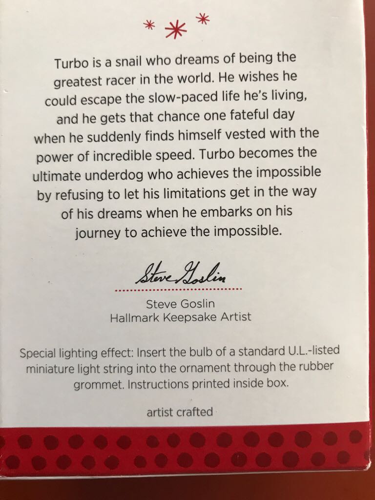 Turbo - Dreamworks Animation Turbo (Dreamworks) ornament collectible [Barcode 795902345761] - Main Image 2