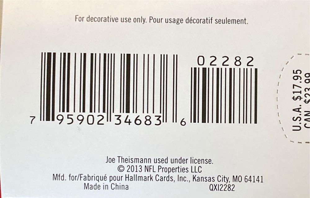 #19a Joe Theisman - Football Legends (Sports) ornament collectible [Barcode 795902346836] - Main Image 2