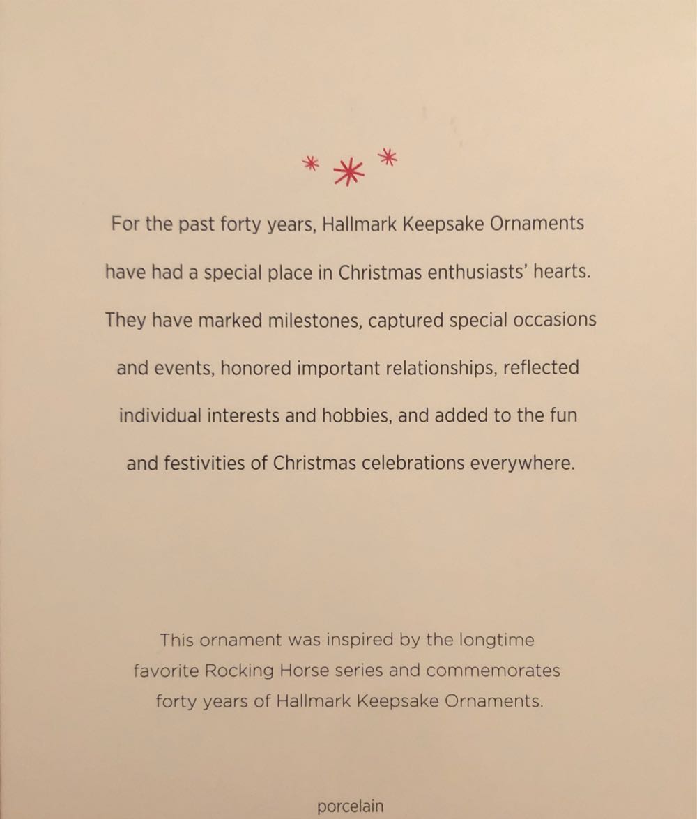 Rocking Horse 2013 Special Forty Years Of Memories - Rocking Horse (Keepsake) ornament collectible [Barcode 795902347178] - Main Image 2