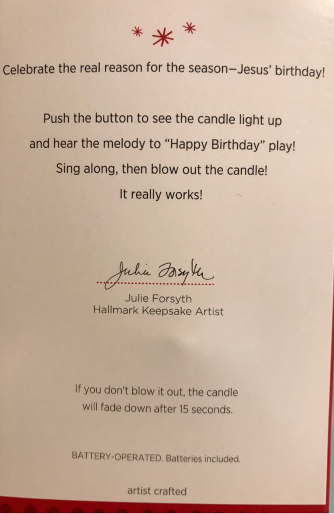 Happy Birthday- Jesus!  ornament collectible [Barcode 795902347192] - Main Image 2