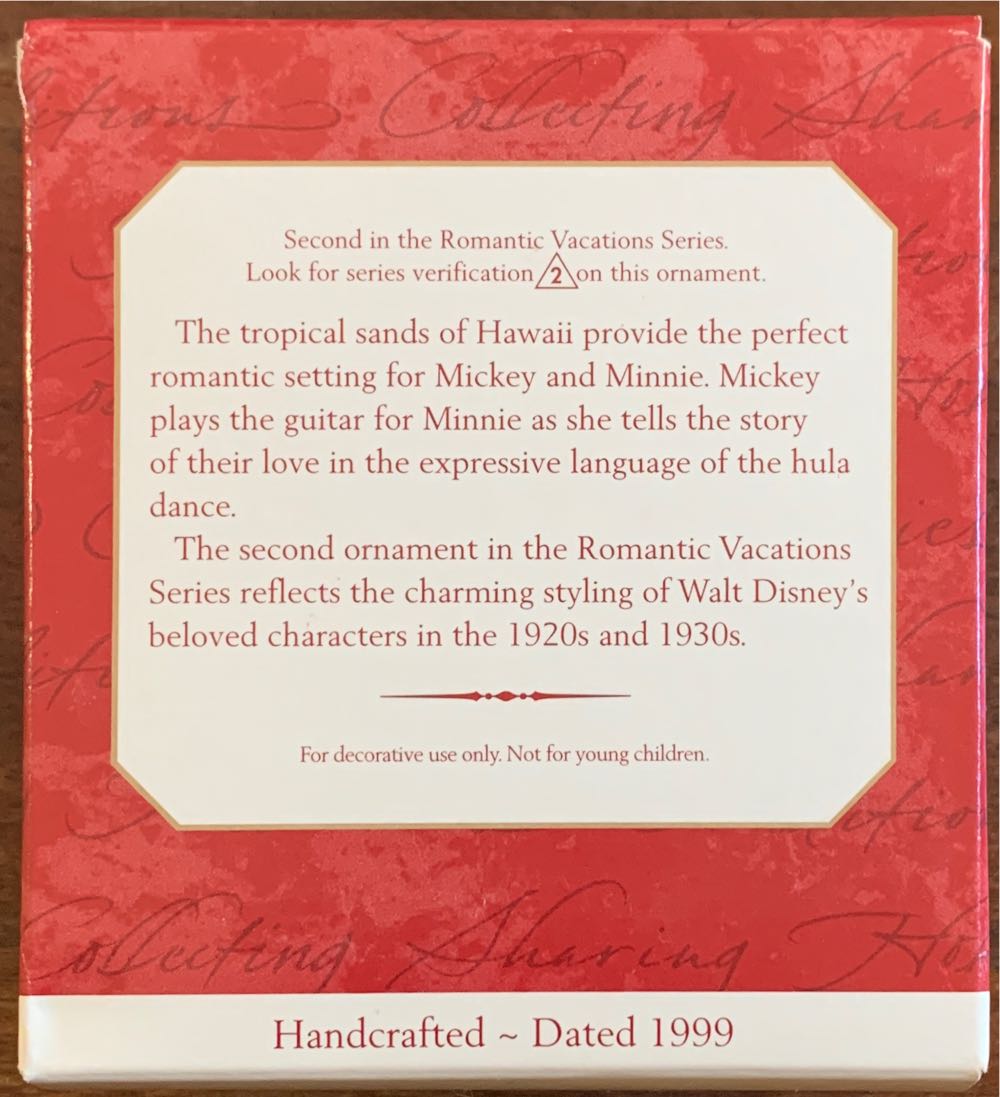 Disney Romantic Vacations Mickey & Minnie In Paradise - Disney Mickey & Co (Romantic Vacations) ornament collectible [Barcode 015012480160] - Main Image 2